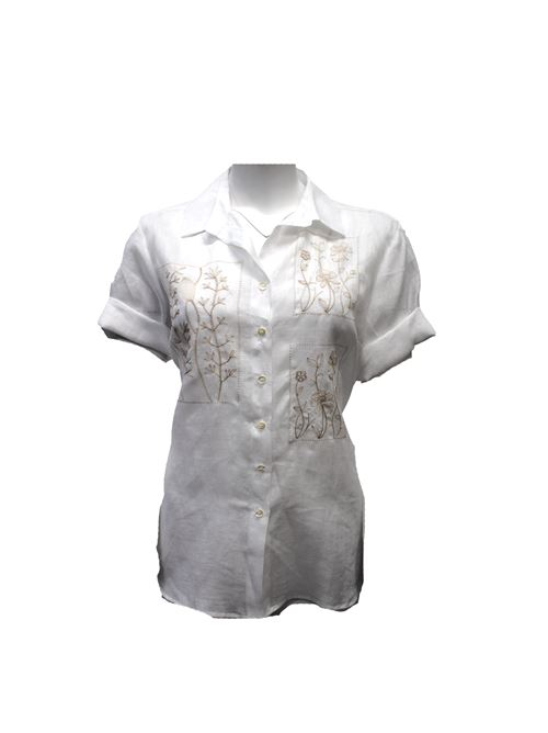 camicia lino con intarsio MARICLA | VALE2455BIANCO